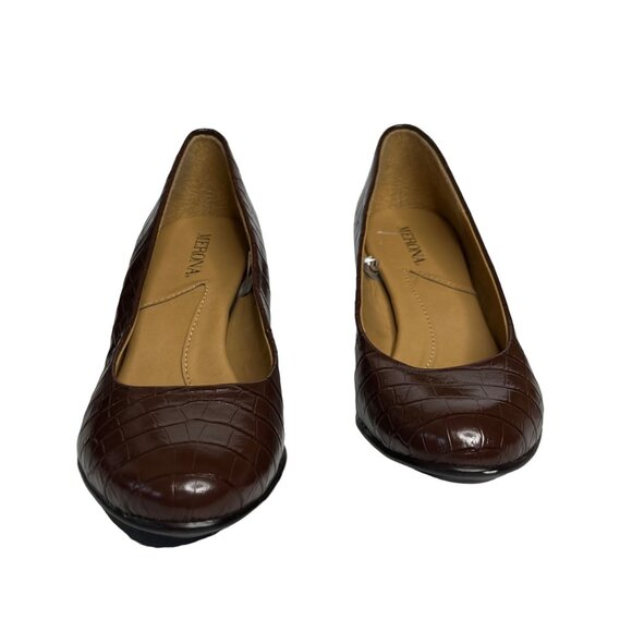 Merona Pumps Heels Shoes Womens Size 5.5 Brown Faux Leather Crocodile Print - Picture 2 of 11